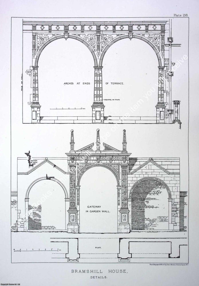 Item #519210 Bramshill House. Details of the Arches at Ends of the Terrace & the Gateway in...