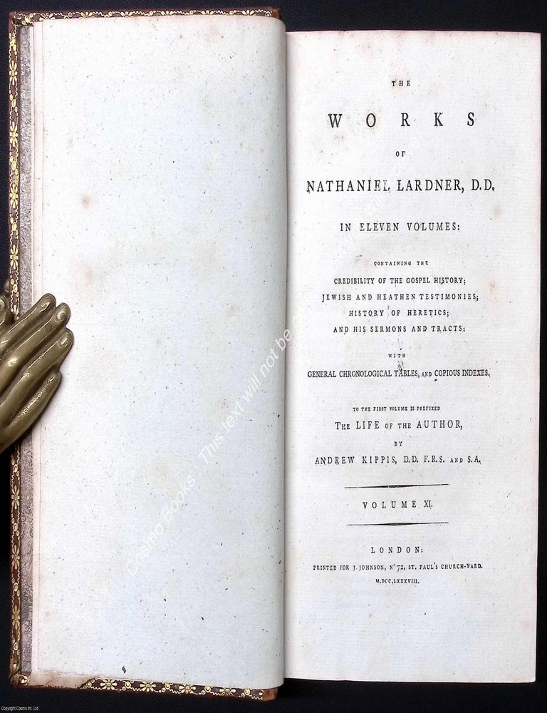 Item #519272 The Works of Nathaniel Lardner, D.D., Volume XI only. VOLUME XI OF THE WORKS OF NATHANIEL LARDNER.