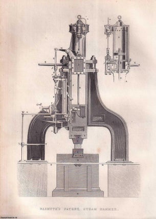 1868 : Crampton's Railway Locomotive Engine ; Nasmyth's Patent Steam Hammer & Bishopp's Rotary Steam Engine or Disc Engine. 3 original Steel Engravings from Tomlinson's Cyclopaedia of Useful Arts, 1868.