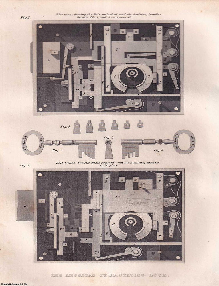 Item #519402 1868 : The American Permutating Lock. An original Steel Engraving from...