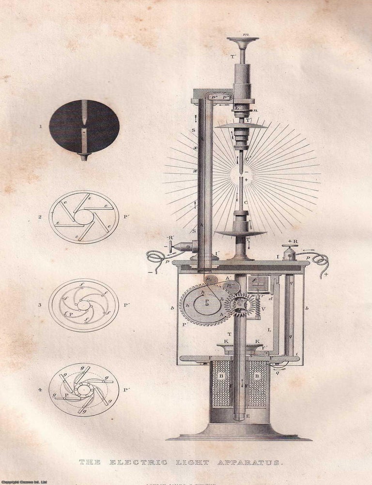 Item #519409 1868 : The Electric Light Apparatus & Electric Telegraph. 2 original Steel...