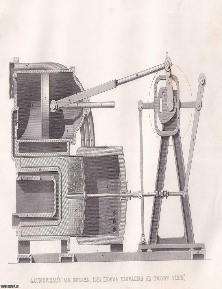 Item #519412 1868 : Laubereau's Air Engine, (Sectional Elevation or Front View). An original...