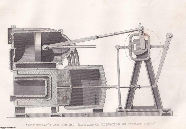 Item #519412 1868 : Laubereau's Air Engine, (Sectional Elevation or Front View). An original...