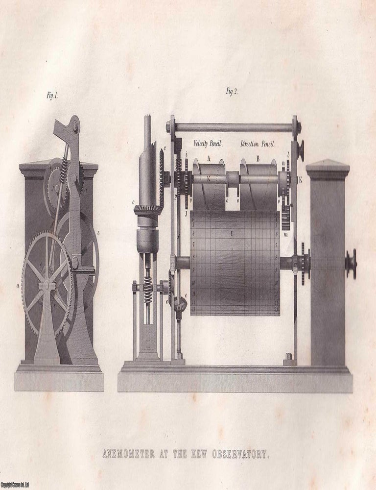 Item #519414 1868 : Anemometer at the Kew Observatory. An original Steel Engraving from...