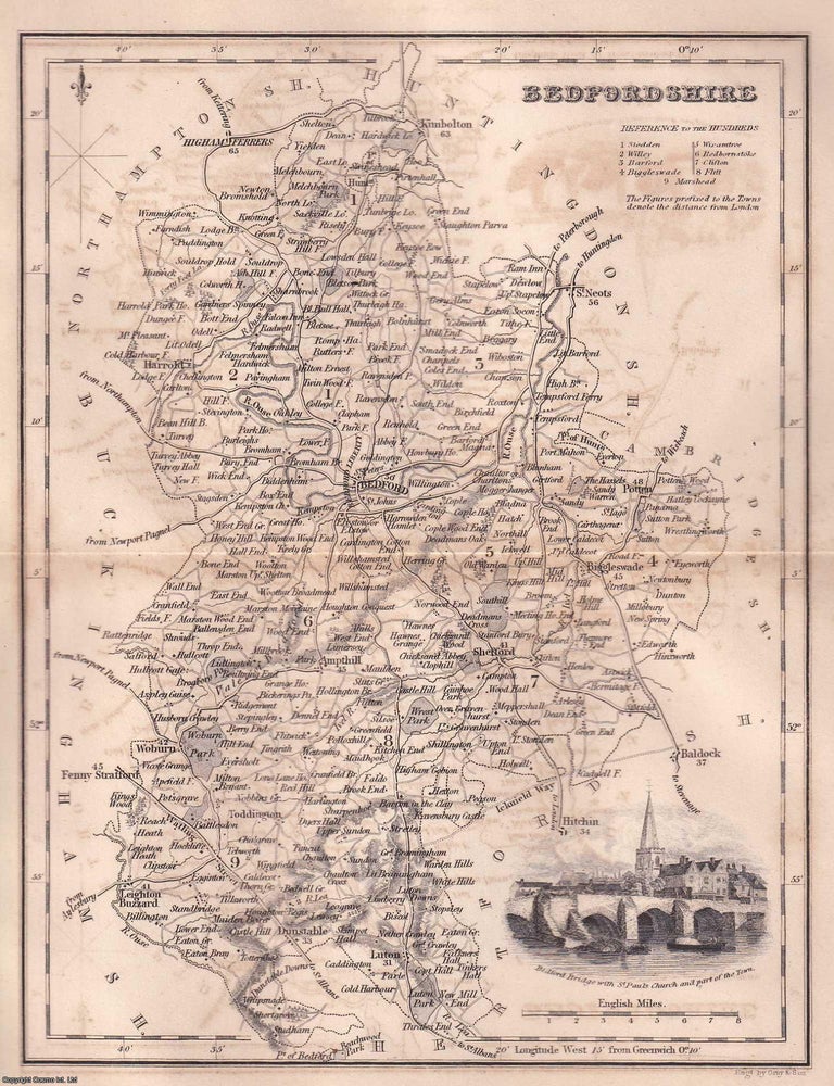 Item #519426 1840 - Bedfordshire. An uncoloured map, folded as issued, approx. 25 x 30 cms. An...