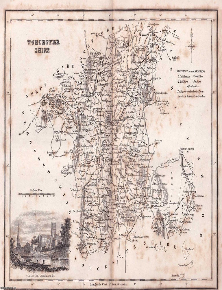 Item #519428 1840 - Worcestershire. An uncoloured map, folded as issued, approx. 25 x 30 cms. An...