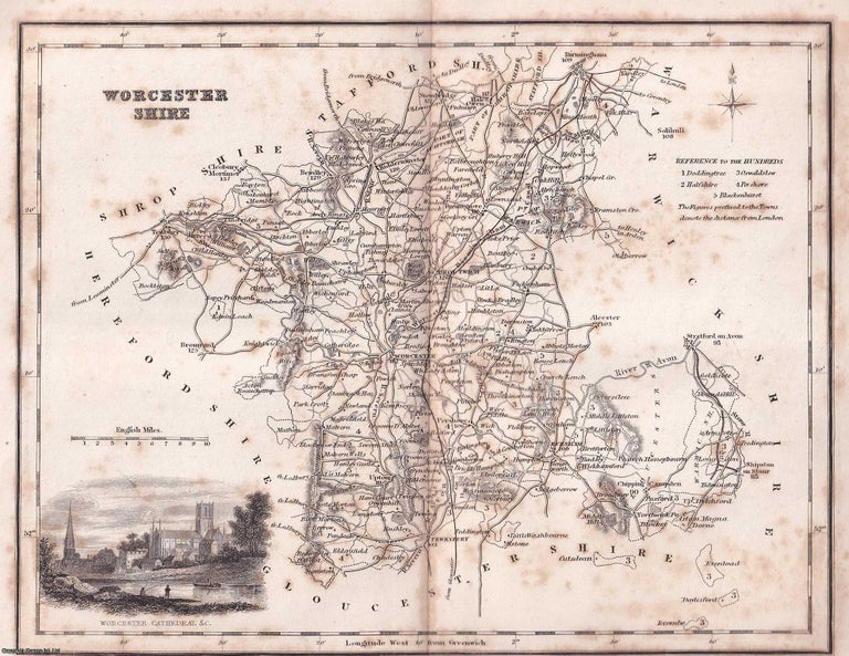 Item #519428 1840 - Worcestershire. An uncoloured map, folded as issued, approx. 25 x 30 cms. An...