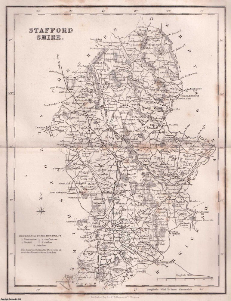 Item #519434 1840 - Staffordshire. An uncoloured map, folded as issued, approx. 25 x 30 cms. An...