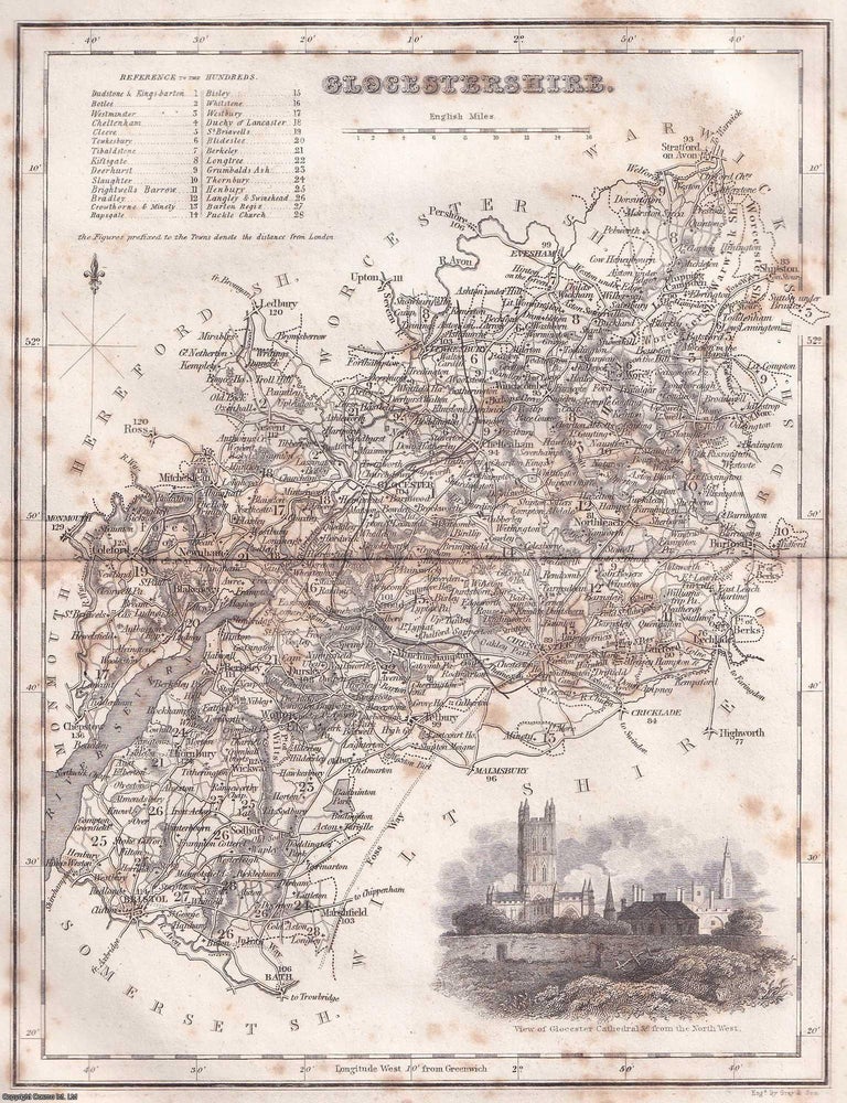 Item #519452 1840 - Gloucestershire. An uncoloured map, folded as issued, approx. 25 x 30 cms. An...