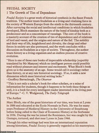 The Growth of Ties of Dependence : Feudal Society. Volume 1.