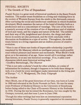 The Growth of Ties of Dependence : Feudal Society. Volume 1.