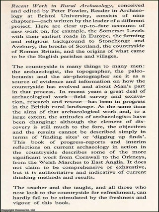 Recent Work in Rural Archaeology : A collection of essays that highlight new approaches and discoveries in the study of rural archaeology in Britain and Europe.