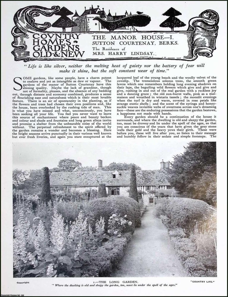 Item #519654 The Manor House Sutton Courtenay, Berkshire. The Residence of Mrs. Harry Lindsay....