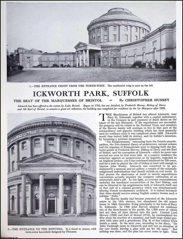 Item #519728 Ickworth Park, Suffolk. The Seat of The Marquesses of Bristol. Several pictures and...