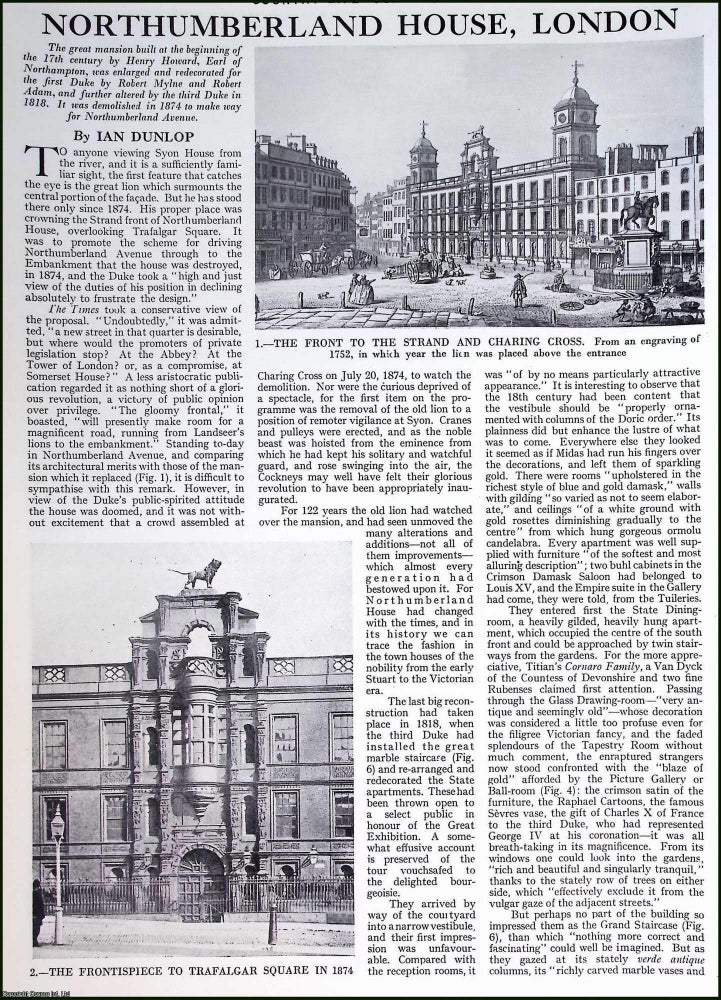 Item #519772 Northumberland House, London. Built at the beginning of the 17th century by Henry...