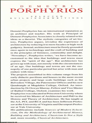 Demetri Porphyrios : Buildings & Writings. By Demetri Porphyrios.