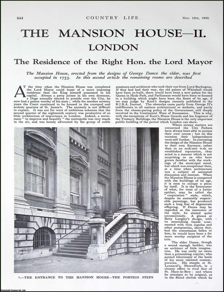 Item #520272 The Remaining Rooms of The Mansion House, London. The Residence of the Right Hon....