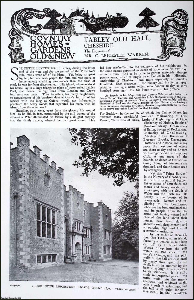 Item #520619 Tabley Old Hall, Cheshire. The Property of Mr. C. Leicester Warren. Several pictures...