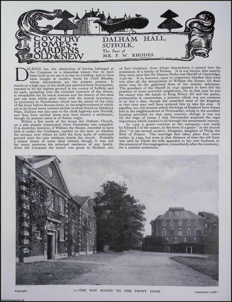 Item #520631 Dalham Hall, Suffolk. The Seat of Mr. F.W. Rhodes. Several pictures and accompanying...