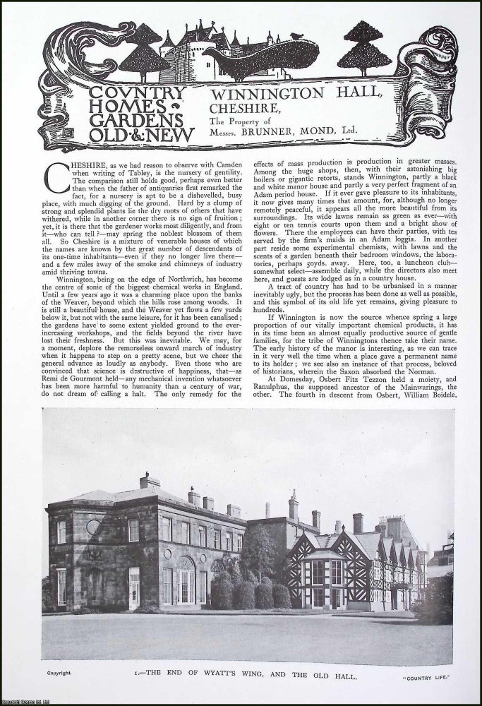 Item #520632 Winnington Hall, Cheshire. The Property of Messrs. Brunner, Mond. Several pictures...