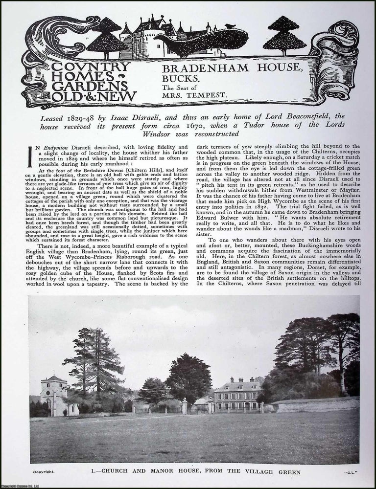 Item #520652 Bradenham House, Buckinghamshire. The Seat of Mrs. Tempest. Several pictures and...