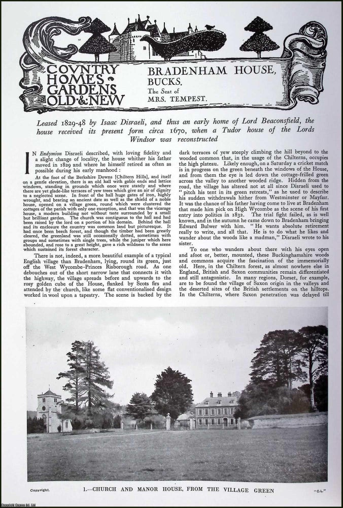 Item #520652 Bradenham House, Buckinghamshire. The Seat of Mrs. Tempest. Several pictures and...