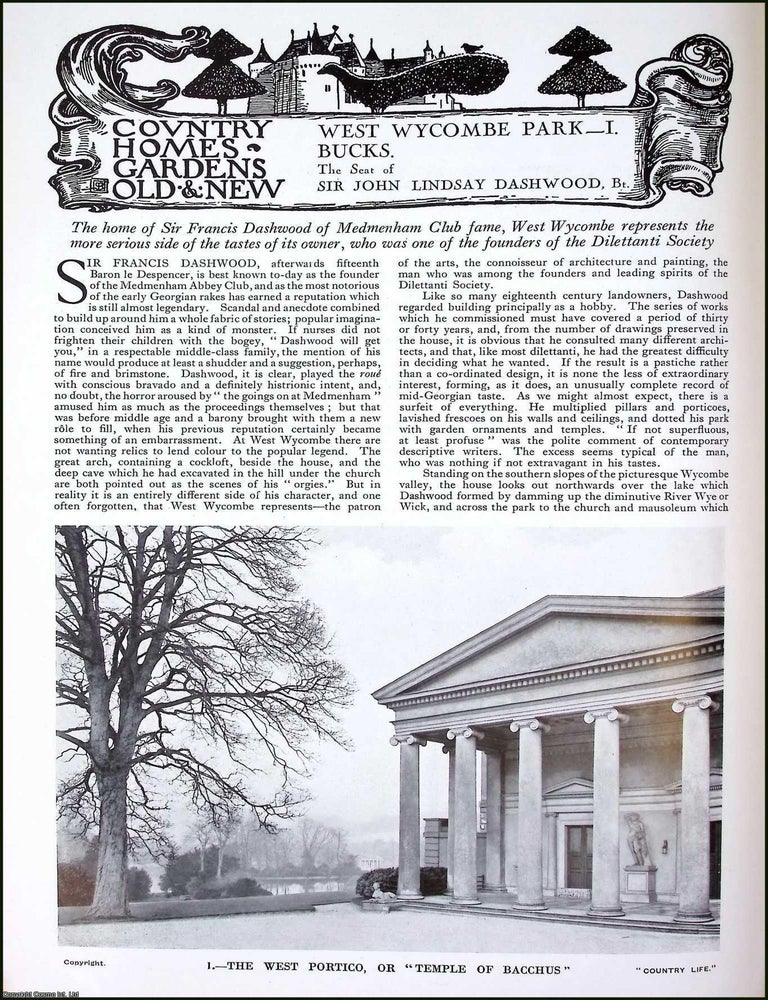 Item #520673 West Wycombe Park, Buckinghamshire. The Seat of Sir John Lindsay Dashwood. The Home...