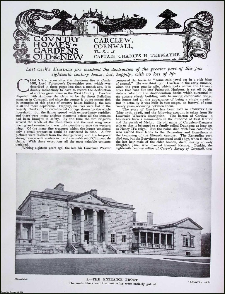 Item #520690 Carclew, Cornwall. The Seat of Captain Charles H. Tremayne. Several pictures and...