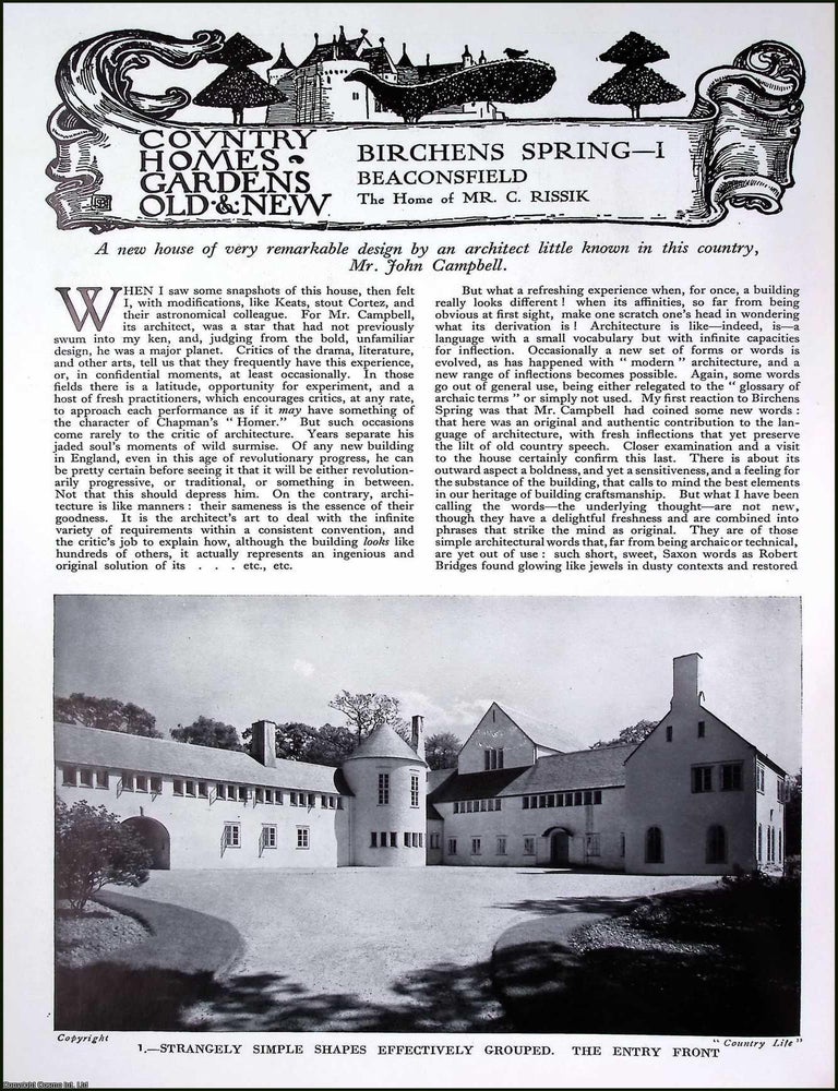 Item #520725 Birchens Spring, Beaconsfield. The Home of Mr. C. Rissik. Several pictures and...