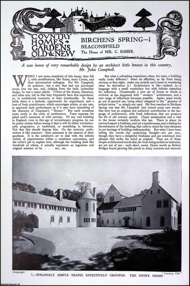 Item #520725 Birchens Spring, Beaconsfield. The Home of Mr. C. Rissik. Several pictures and...