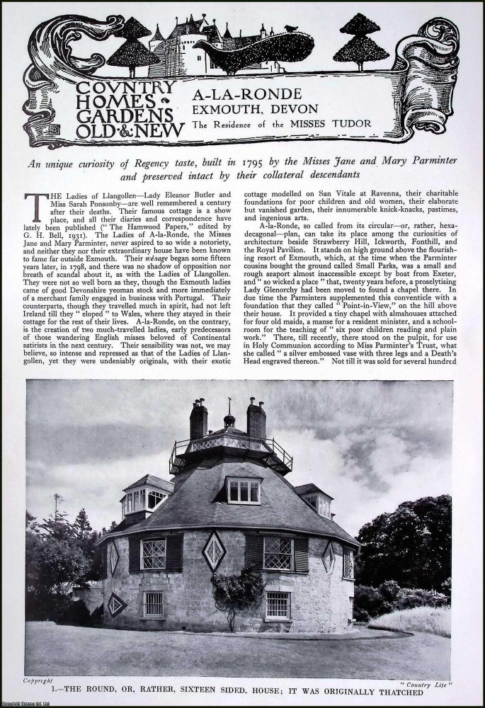 Item #520734 A-La-Ronde, Exmouth, Devon. The Residence of the Misses Tudor. Built in 1795, by the...