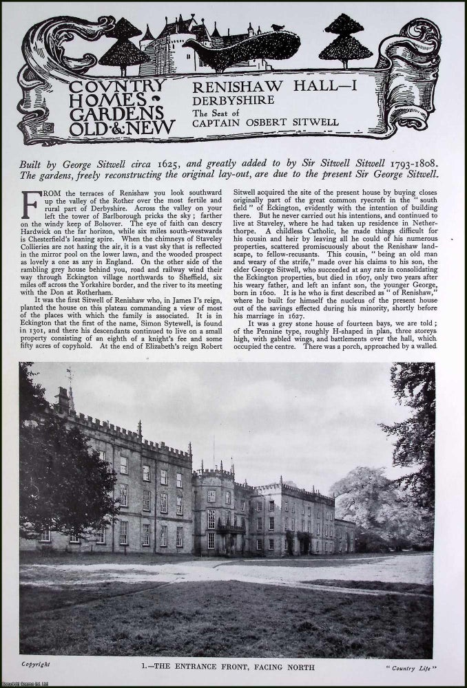 Item #520735 Renishaw Hall, Derbyshire. The Seat of Captain Osbert Sitwell. Built by George...