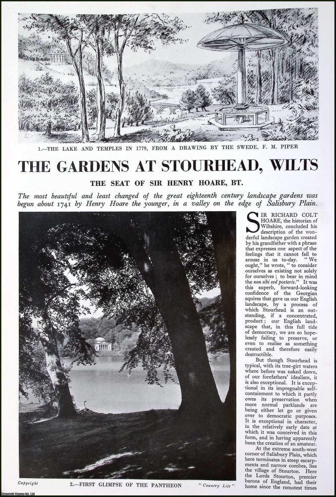 Item #520740 Stourhead, Wiltshire. The Seat of Sir Henry Hoare. Several pictures and accompanying...