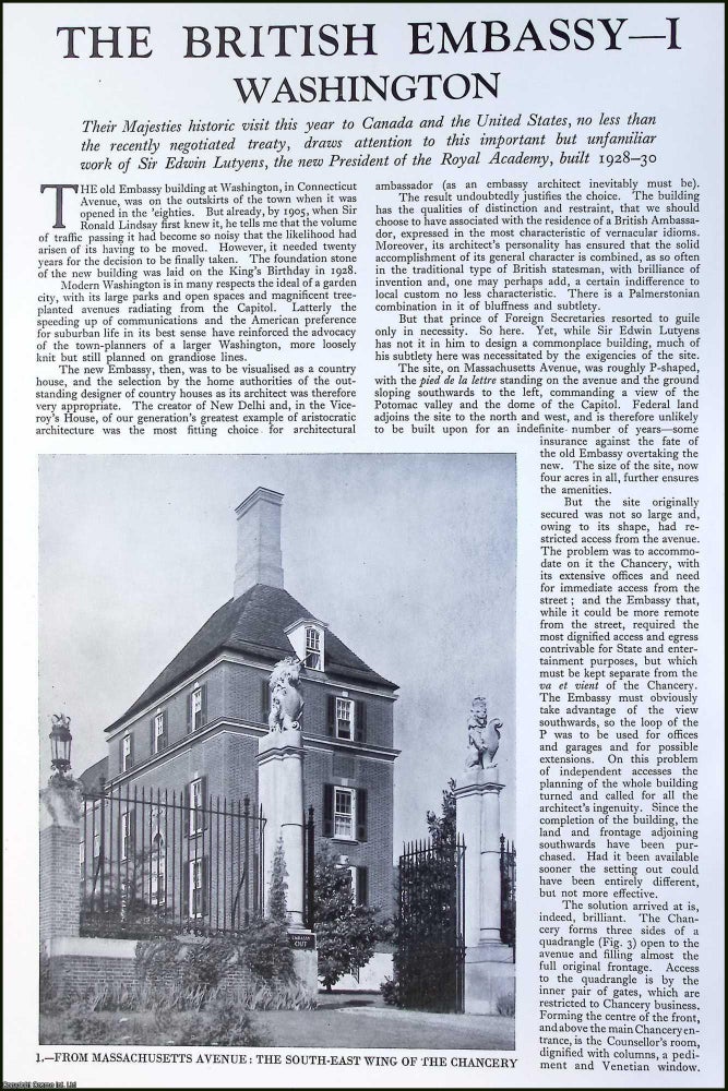 Item #520743 The British Embassy, Washington. Designed by Sir Edwin Lutyens, built 1928-1930....