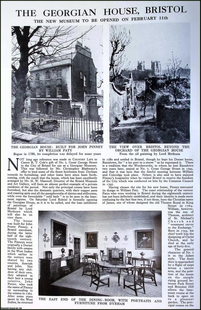 Item #520747 No. 7, Great George Street. The Georgian House, Built for John Pinney, by William...