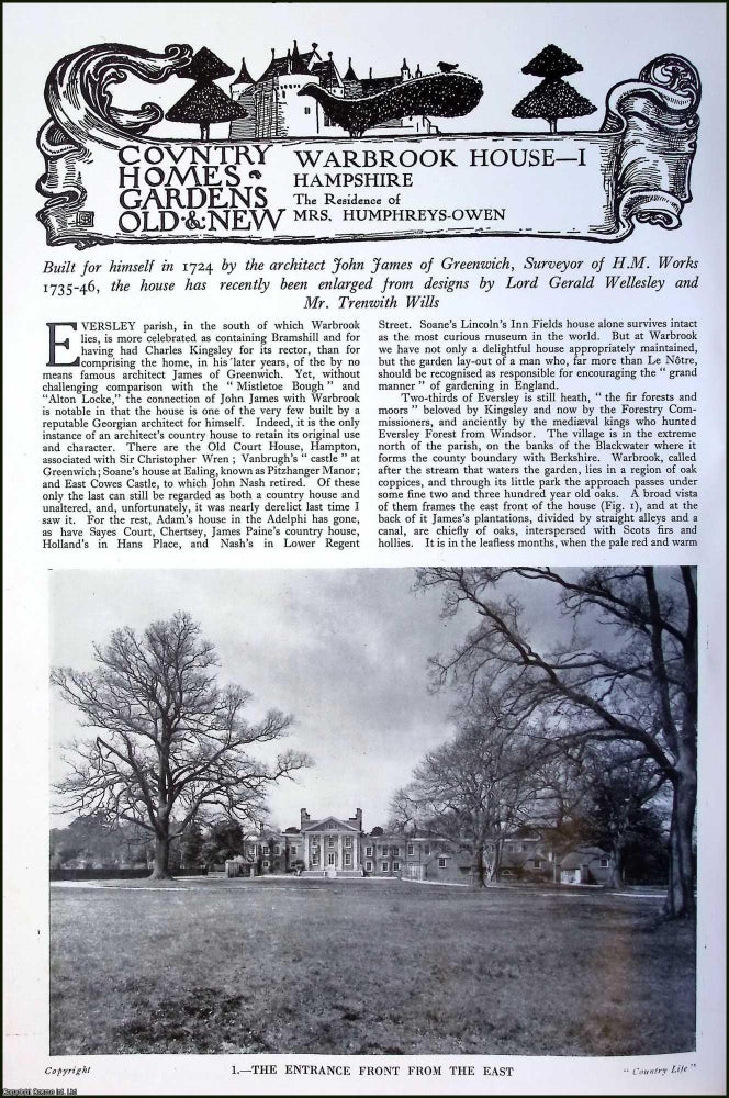 Item #520753 Warbrook House, Hampshire. The Residence of Mrs. Humphreys-Owen. Built for himself...
