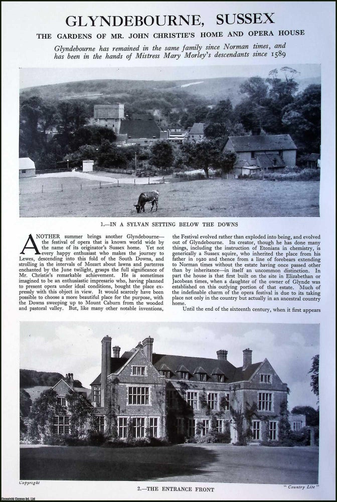 Item #520765 GLYNDEBOURNE, SUSSEX. The Gardens of Mr. John Christie's Home and Opera House....