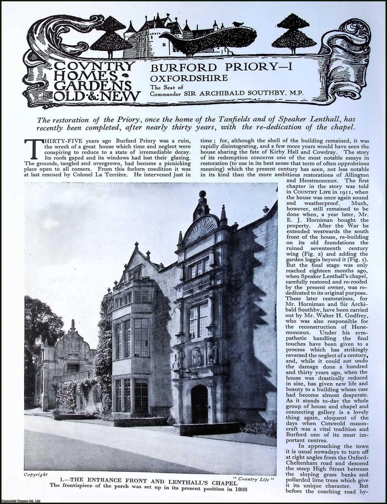Item #520767 Burford Priory, Oxfordshire. The Seat of Commander Sir Archibald Southby. Several...