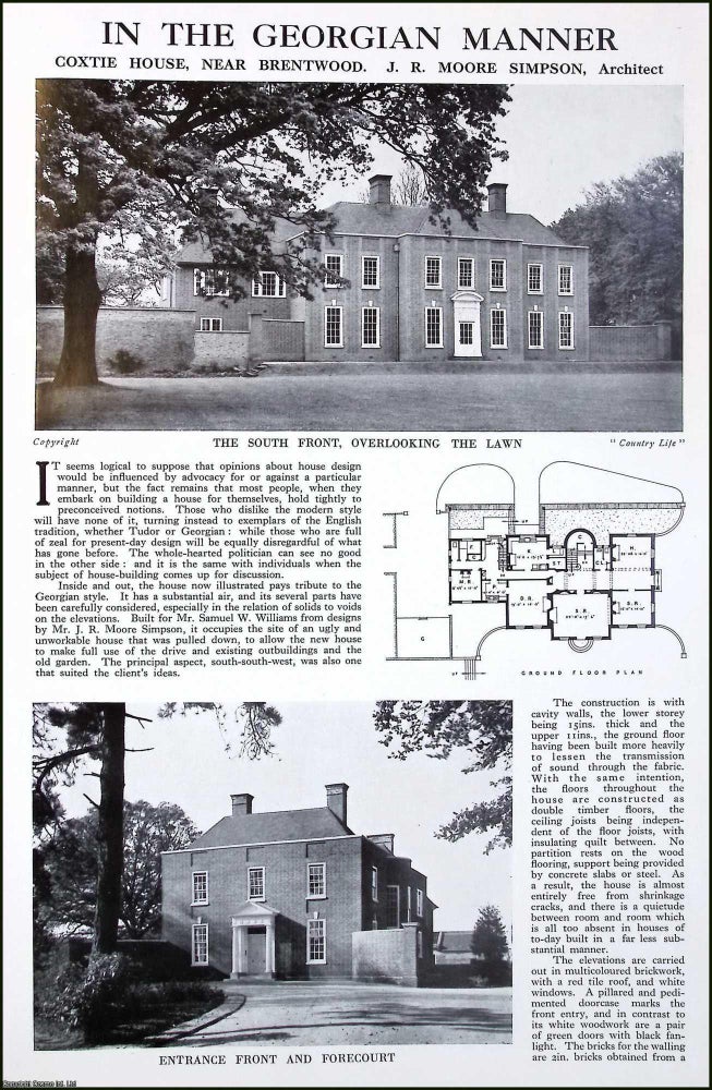 Item #520768 Coxtie House, Near Brentwood. Architect J.R. Moore, Simpson. Several pictures and...