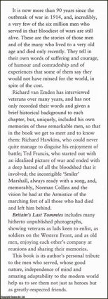 Britain's Last Tommies : Final Memories from Soldiers of the 1914-18 War In Their Own Words.
