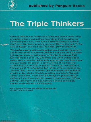 The Triple Thinkers : Twelve Essays on Literary Subjects. How major writers think.