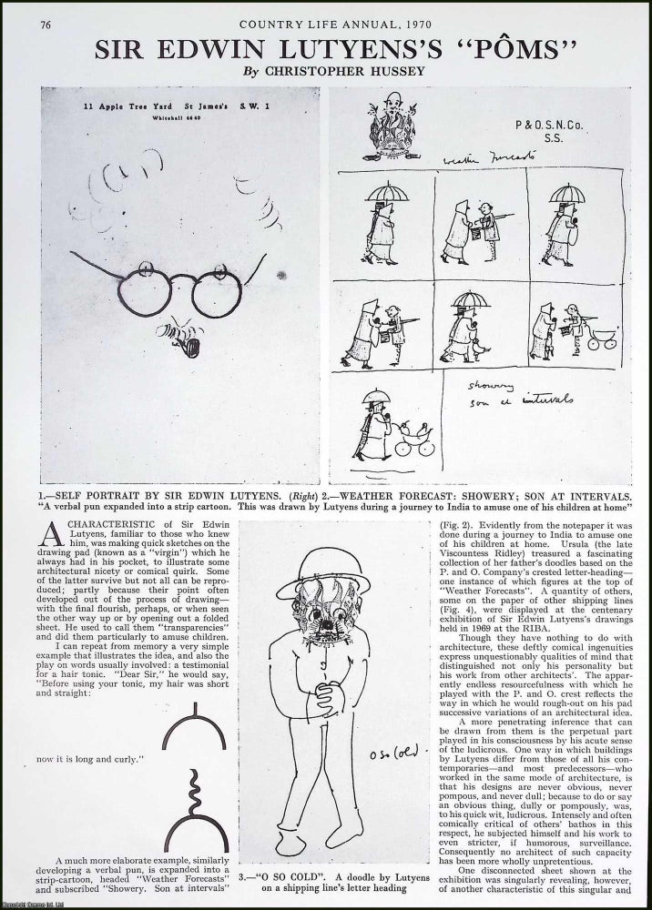 Item #521890 Sir Edwin Lutyens's Poms : Drawings, Cartoons & Architectural Wit. Several...