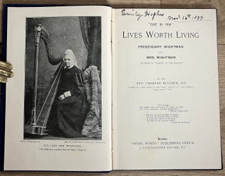 Lives Worth Living : Prebendary Charles Wightman and Mrs. Julia Bainbrigge Wightman. Written by Rev. Charles Bullock.