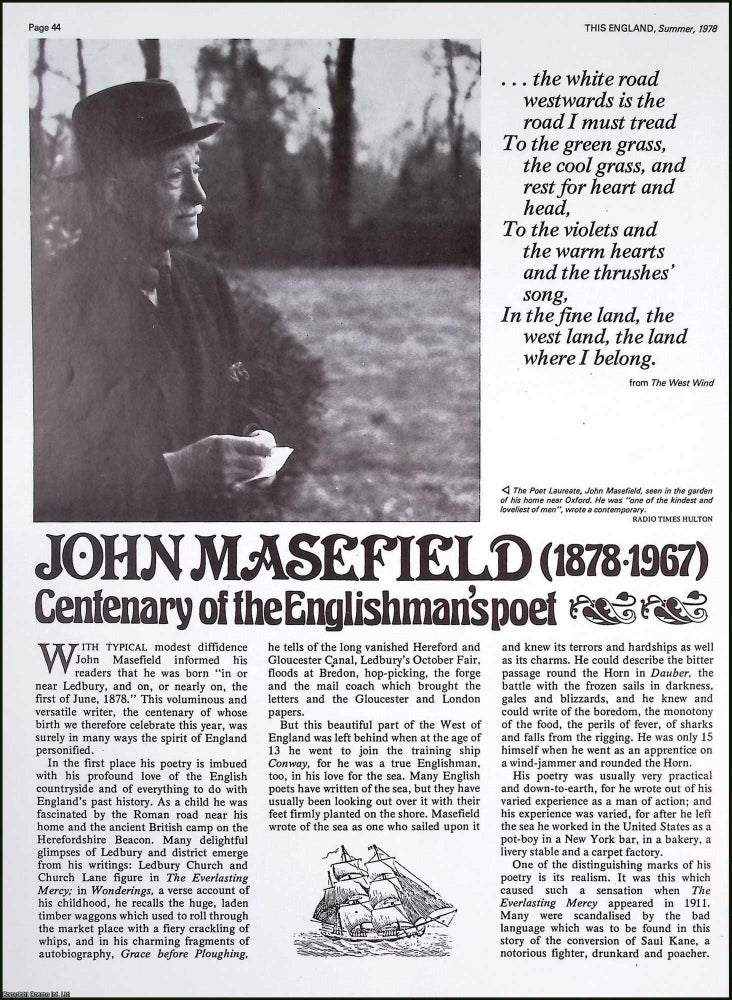 Item #522053 John Masefield (1878-1967) : Centenary of the Englishman's Poet. Several...