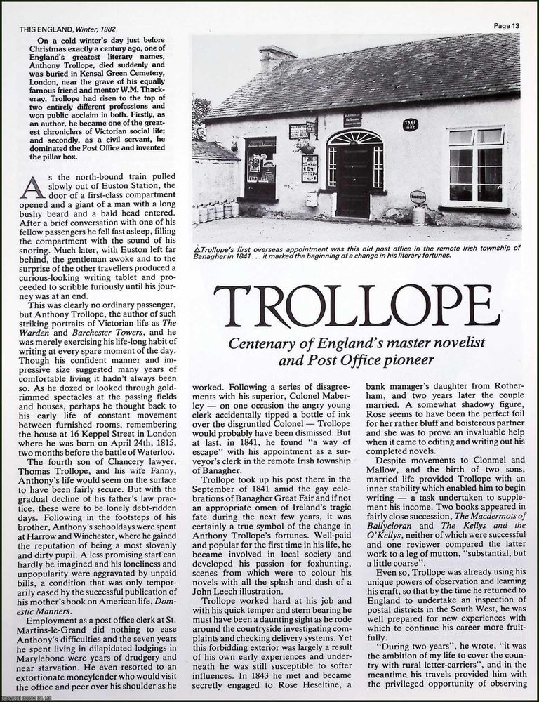 Item #522094 Anthony Trollope : Novelist & Post Office Pioneer. Several pictures and...