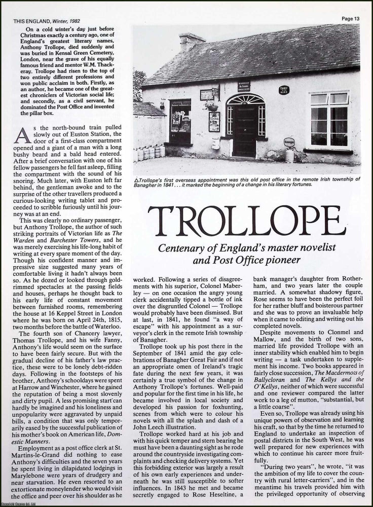 Item #522094 Anthony Trollope : Novelist & Post Office Pioneer. Several pictures and...