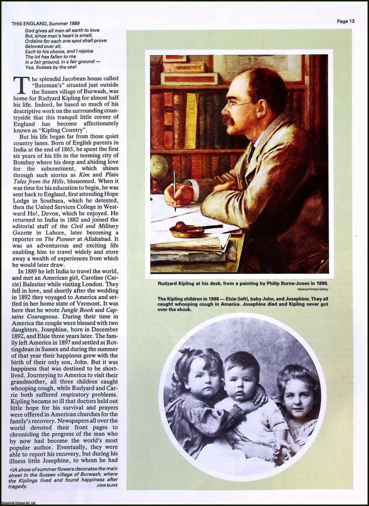 Item #522097 Rudyard Kipling : English Novelist, Poet and Short-Story Writer. Several pictures...