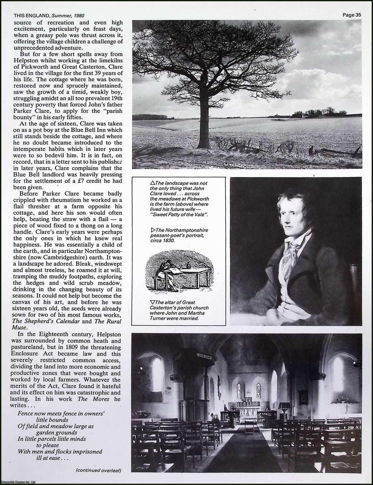Item #522111 John Clare : English Poet of the Countryside. Several pictures and accompanying...