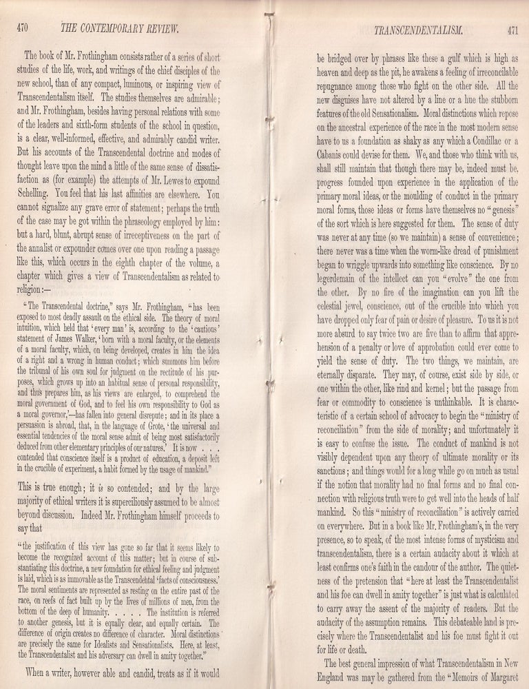 Item #601195 Transcendentalism in England, New England, and India. A rare article from the...