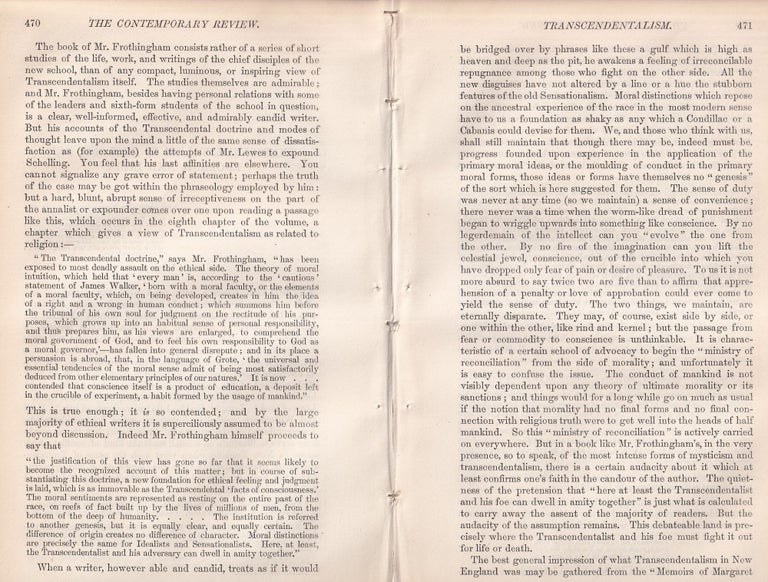 Item #601195 Transcendentalism in England, New England, and India. A rare article from the...